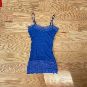 Blue Lace Trim Cami Top